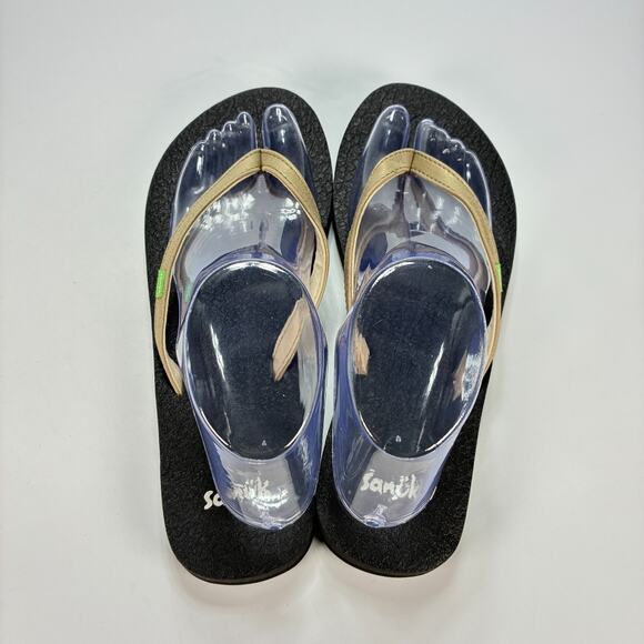 Sanuk Yoga Spree 4 Metallic Gold Flip Flops Casual Sandals 1092006 Womens Size 8 - Picture 6 of 9